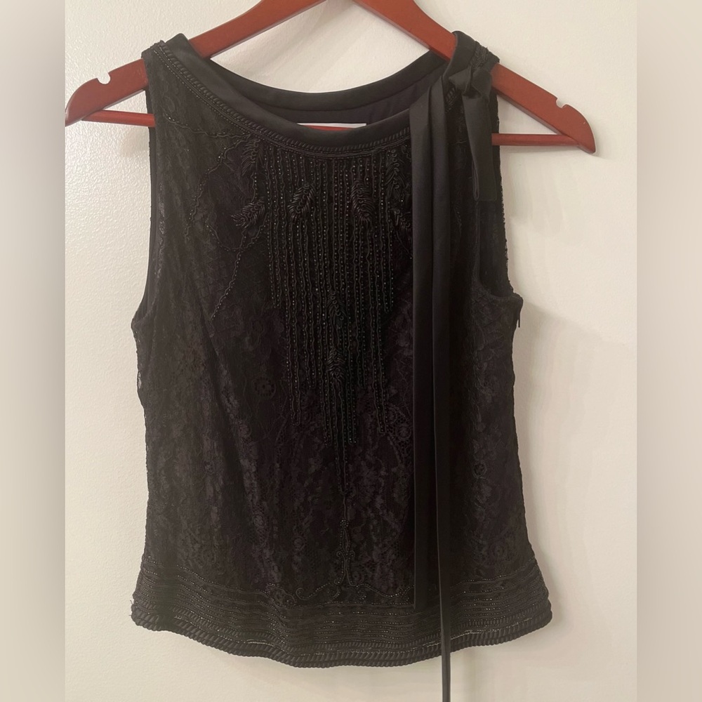 Badgley Mischka Black Lace Tank Top